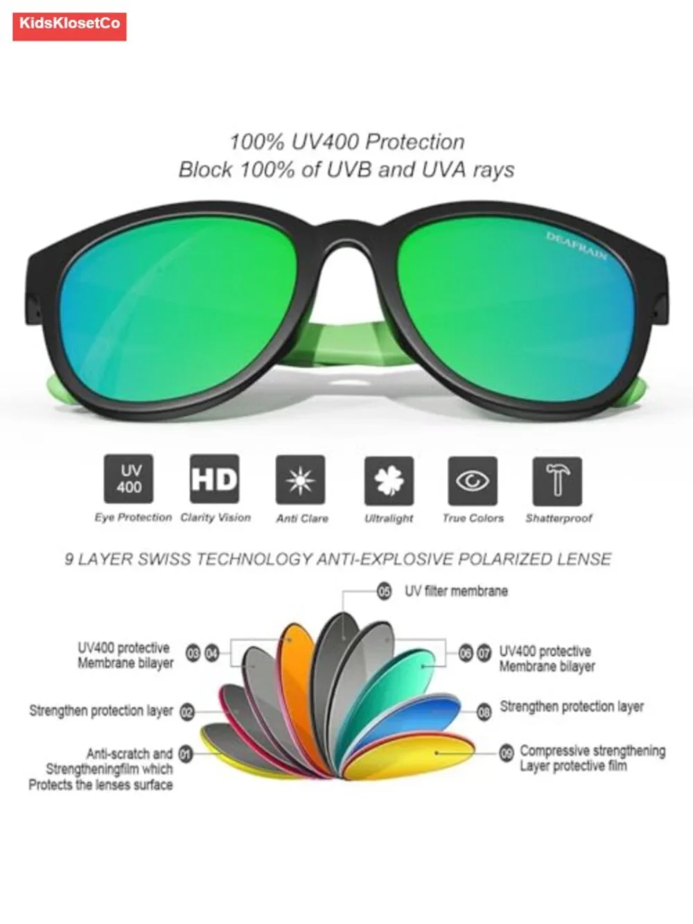 Kids Polarized Sunglasses Flexible TPEE Frame Sport Baseball Running Cycling